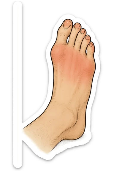 Piede con rossore focus sotto la pianta sulle punte dei piedi sticker