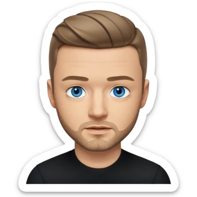 Justin Timberlake blue eyes, dark blonde hair, black shirt sticker