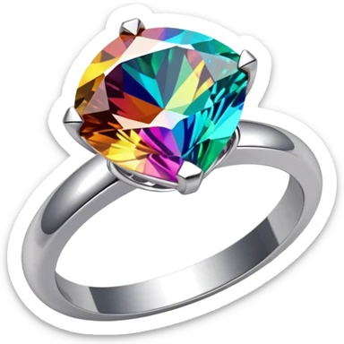 Multichrome coloringshifting 3D diamond, Sparkling Silver Ring
 sticker