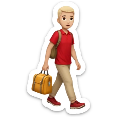 Tourist Character in Red Shirt Moving with purpose through the terminal. sticker