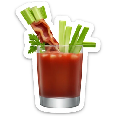 Realistic Bloody Mary Cocktail with Celery and Bacon Garnishes. sticker