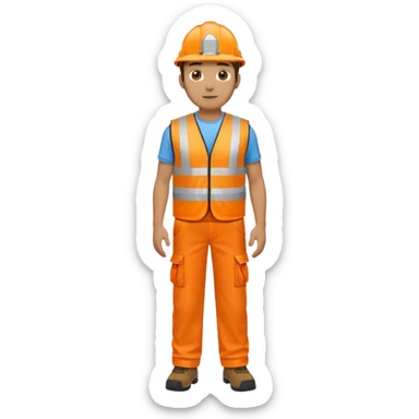 man  no helmet, in orange hi vis vest and chinos, standing full body sticker