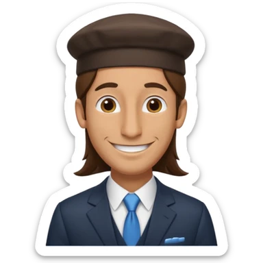 Man with a long nose wearing a suit and kippah, he has long brown hair sticker