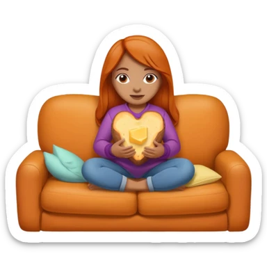 Female personified sweet potato with butter sitting on a couch very cozy watching tv  sticker