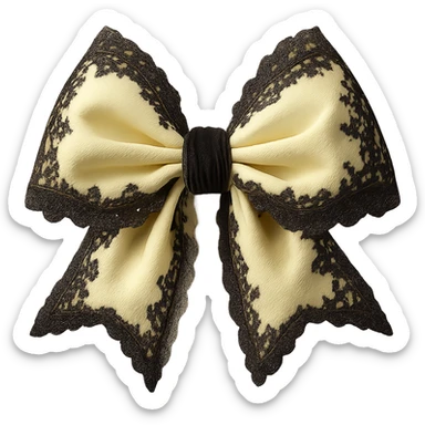 Make the gothic yellow bow pastel yellow while keeping the lace and velvet details. Maintain a photorealistic style and keep the background transparent. sticker