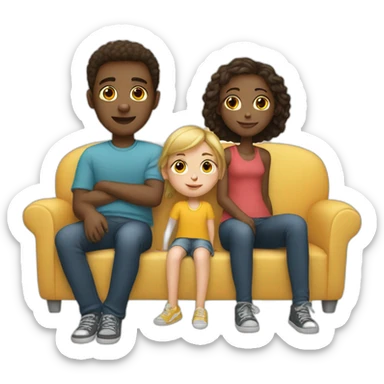 White boy and girl with Beale Sit on couch sticker