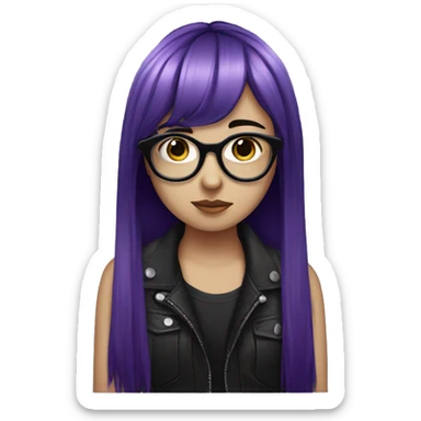 emo girl with purple bangs and black hair with glasses sticker