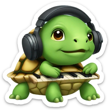 turtle cute listening to music sticker