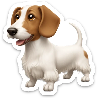 Scruffy white terrier dog and smooth coat brown dachshund dog friends sticker