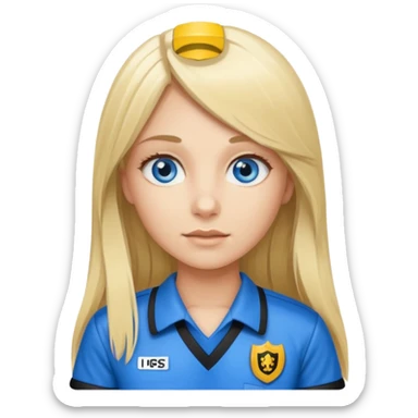 blue eyes blonde girl IN REFEREE UNIFORM LONG HAIR sticker