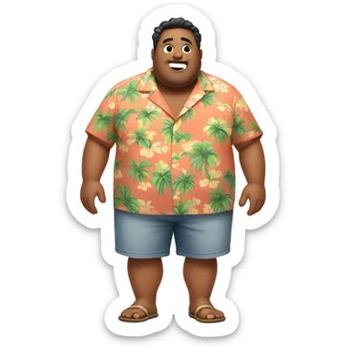 Chubby guy in hawai shirt no shorts sticker