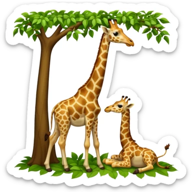 giraffe eating leaves from a tree sticker