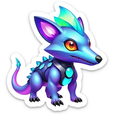  exotic tropical iridescent cyber-Protogen-Fakémon-Pokémon-Vernid-creature sticker