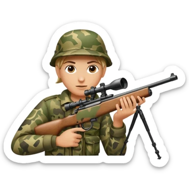 deer hunting. bolt action rifle with a scope mounted to the top of the gun barrel  sticker