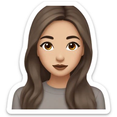 beautiful wasian girl with smokey eyeliner + blush + long blowout brown hair + brown doe eyes + huge lips sticker