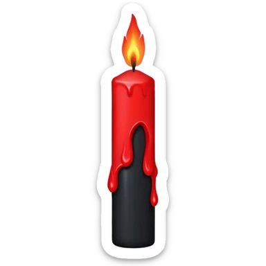 iOS sticker, dark candle, black wax, red flame, minimal sticker