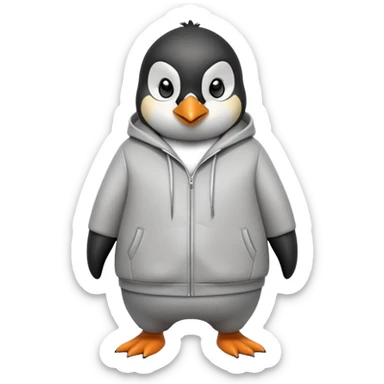 head and shoulders portrait of a friendly anthropomorphised penguin wearing a mafia-style tracksuit, soprano vibe, angry, confident scheming expression sticker