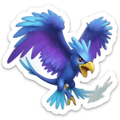 Blue Purple Shiny Galarian-Articuno Fire Head Big Eyeys 4k HD sticker