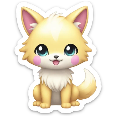 Cute Cool Kawaii Chibi Fur-Sona Pretty Shiny Colorful Sparkly Fakemon Full Body sticker