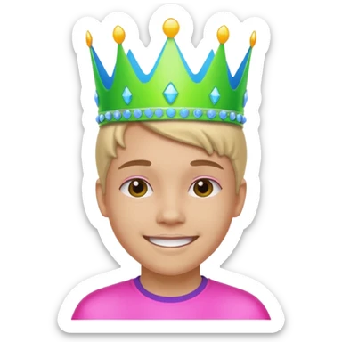 A stylish teen wearing a neon plastic crown for fun. sticker