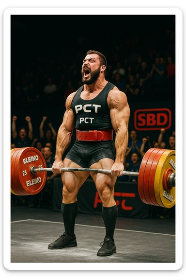 Powerlifter in gara che fa record grazie alla sua "PCT" in italiano sticker