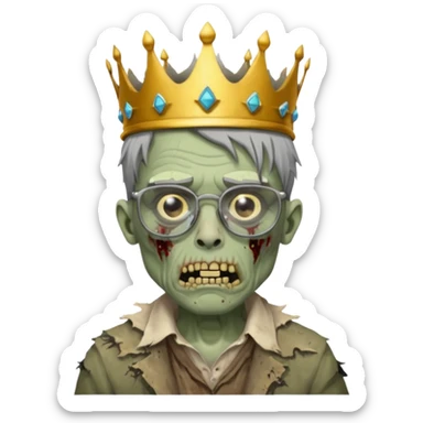crowned zombie with glasses sticker
