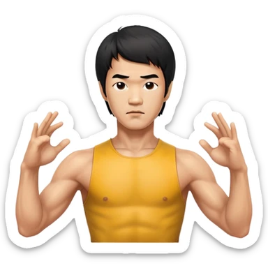 Bruce Lee martial arts legend with serious expression, chest up portrait sticker