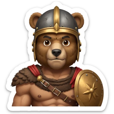 a bear Roman Gladiator, half upper body sticker