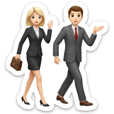 Shoe salesman with bare foot woman sticker