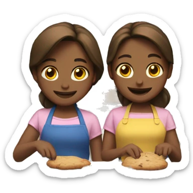 two brown hair girls baking cookies  sticker