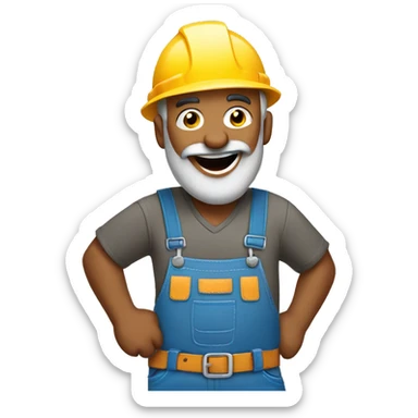 Construction worker super happy and dancing.    Hispanic with a grayish beard sticker