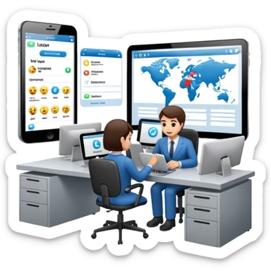 Digital Labour and an example of Agents at work in a workplace setting. sticker