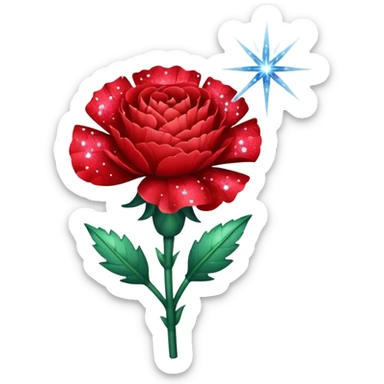Un clavel rojo con purpurina y polvo mágico sticker
