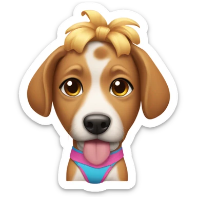 dog wearing a bikini sticker
