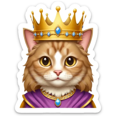 Fluffy tabby maincoon cat dressed like the queen of England sticker