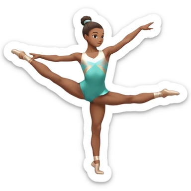 A gymnast performing a flawless routine on the balance beam, showcasing strength and grace. The scene captures the precise, elegant movement with perfect balance and form. The background features a gymnastics arena with vibrant lighting and cheering crowds, emphasizing athleticism and poise. sticker