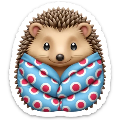hedgehog in tiny pajamas curled up sticker