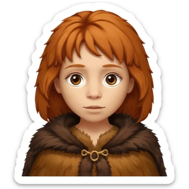 cute Neanderthal woman with big eyes and ginger hair sticker