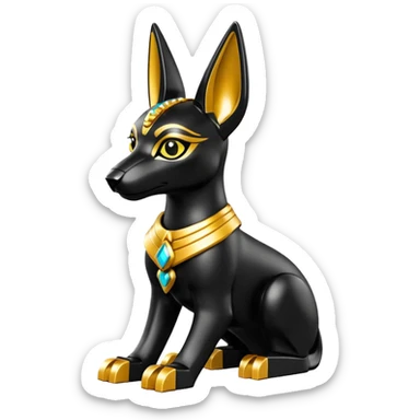  Short-eared Lego Black fur gold beautiful female anubis puppy statue posed  sticker