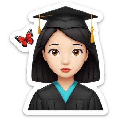 Graduate red filipino black hair with straight wavy hairclength butterfly haircut sticker