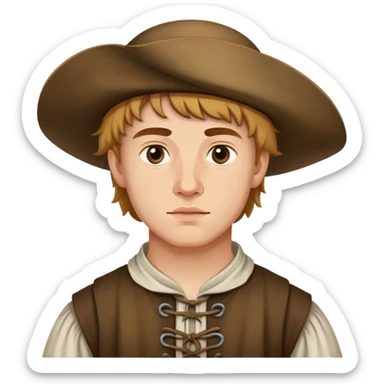 young peasant men during the 17th century photorealistic serious sticker