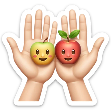 A 3D emoji in iOS emoji aesthetic style showing two cartoon hands held apart, palms facing inward, as if indicating something large or wide. Soft realistic skin tone, expressive and cheerful pose, clean white background, glossy Apple-style rendering. sticker