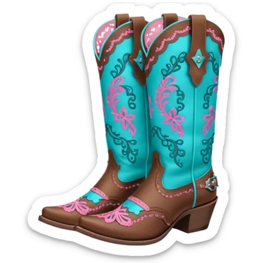cowgirl boots cute a tiny bit of pink on it no teal lacy detailing sticker