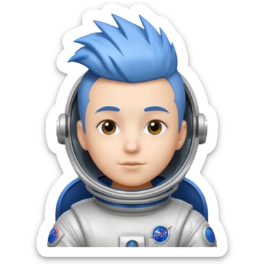 astronaut with short blue mohawk hair non helmet sticker