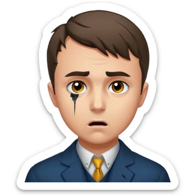 Charlie kirk with bullet hole on neck and scared expression  sticker