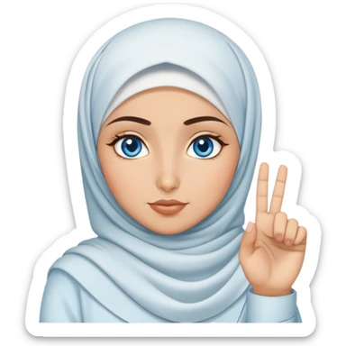 Turkish beautiful finish Konya girl blue eyes with hijab and says no with her finger  sticker