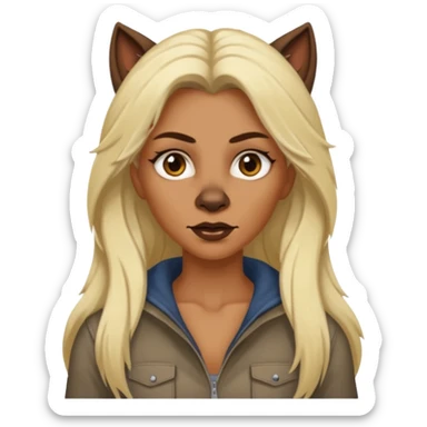 dark brown werewolf woman with long blond hair in casual outfit sticker