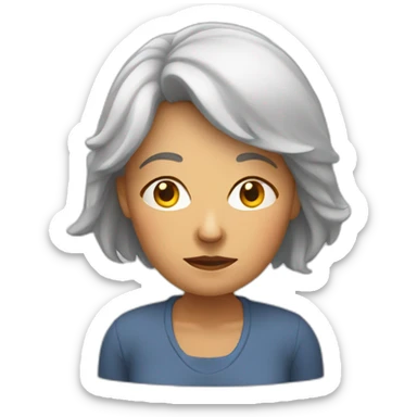 a tired middleaged woman with a deep inner world sticker