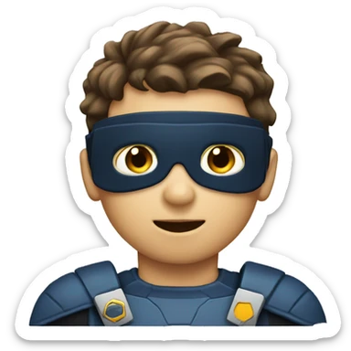 a boy that has a computer for a head and is wearing a superhero suit sticker