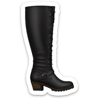 Black leather knee high boots Without a heel sticker